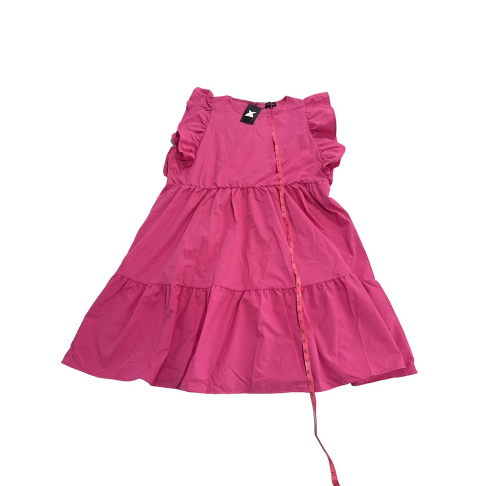 Women’s Pink Ruffle Sleeve Tiered Dress - Picture 3 of 5